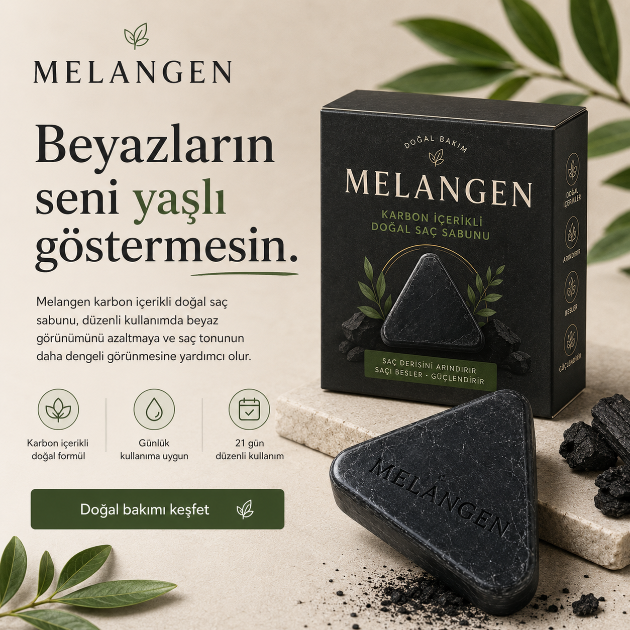 Saç beyazlama karşıtı doğal sabun