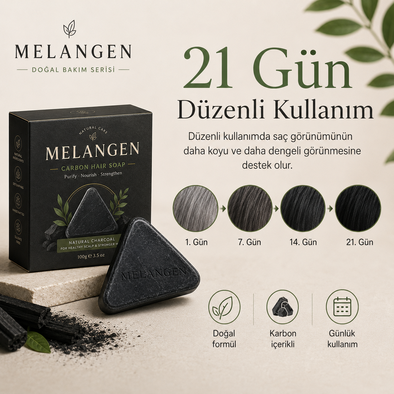 Saç beyazlama karşıtı doğal sabun