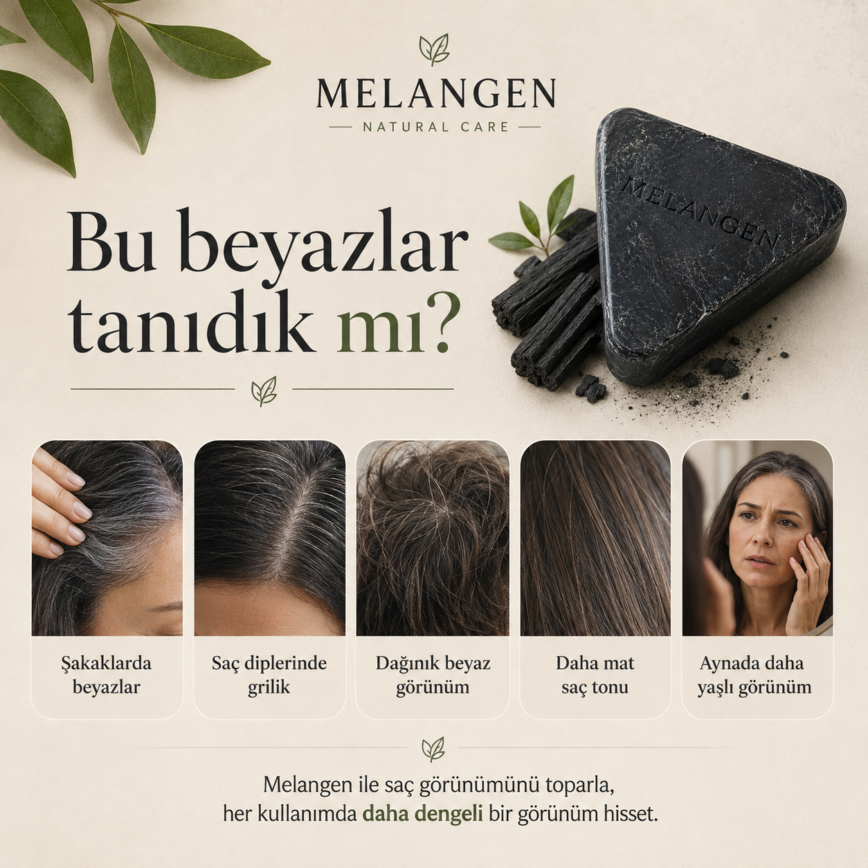 Saç beyazlama karşıtı doğal sabun